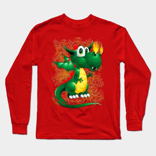 Baby Dragon Cute Cartoon Long Sleeve T-Shirt by BluedarkArt